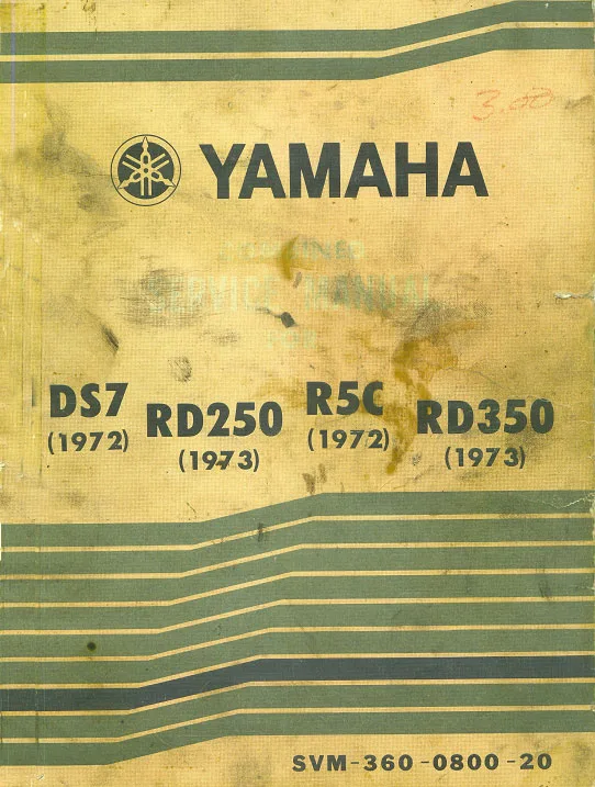 Yamaha Ds7 1972 Rd250 1973 R5c 1972 Rd350 1973 Service Manual